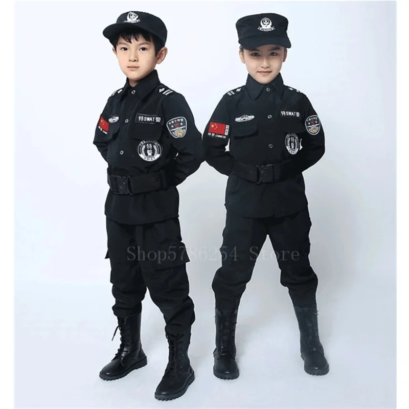 Uniforme de policía para niños, disfraz de policía, uniforme militar especial del ejército, conjunto de ropa de actuación de Halloween para exteriores, 2022