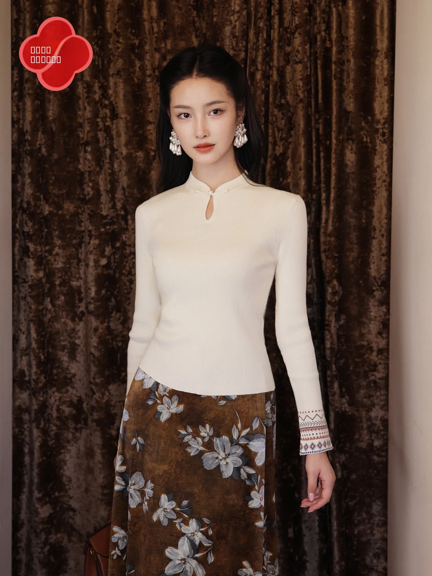 

Ele Red Face Snow He 2025, зимняя вязаная основа irt, женский модный универсальный воротник, термотоп из волокна Camere