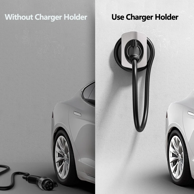 FITMPH  Charger Cable Holder for US EV Car, wall-mounted and robust to load the 30kg cable, Comes with expansion screws