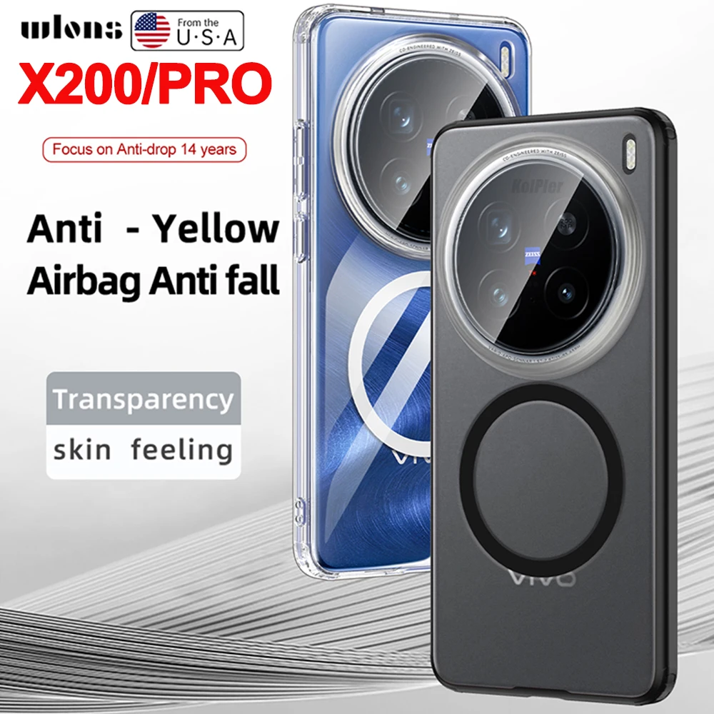 Case for Vivo X200 Pro / X200 / X200PRO MINI Clear Back Cover TPU Silicone Frame Matte Translucent Hard Shockproof Magnetic Capa