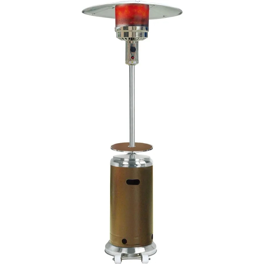 

Outdoor 48000 BTU 7.35-ft. Propane Umbrella Patio Heater with Wheels in Bronze/Stainless Steel Outdoor Heater up to 26.6-Sq. Ft