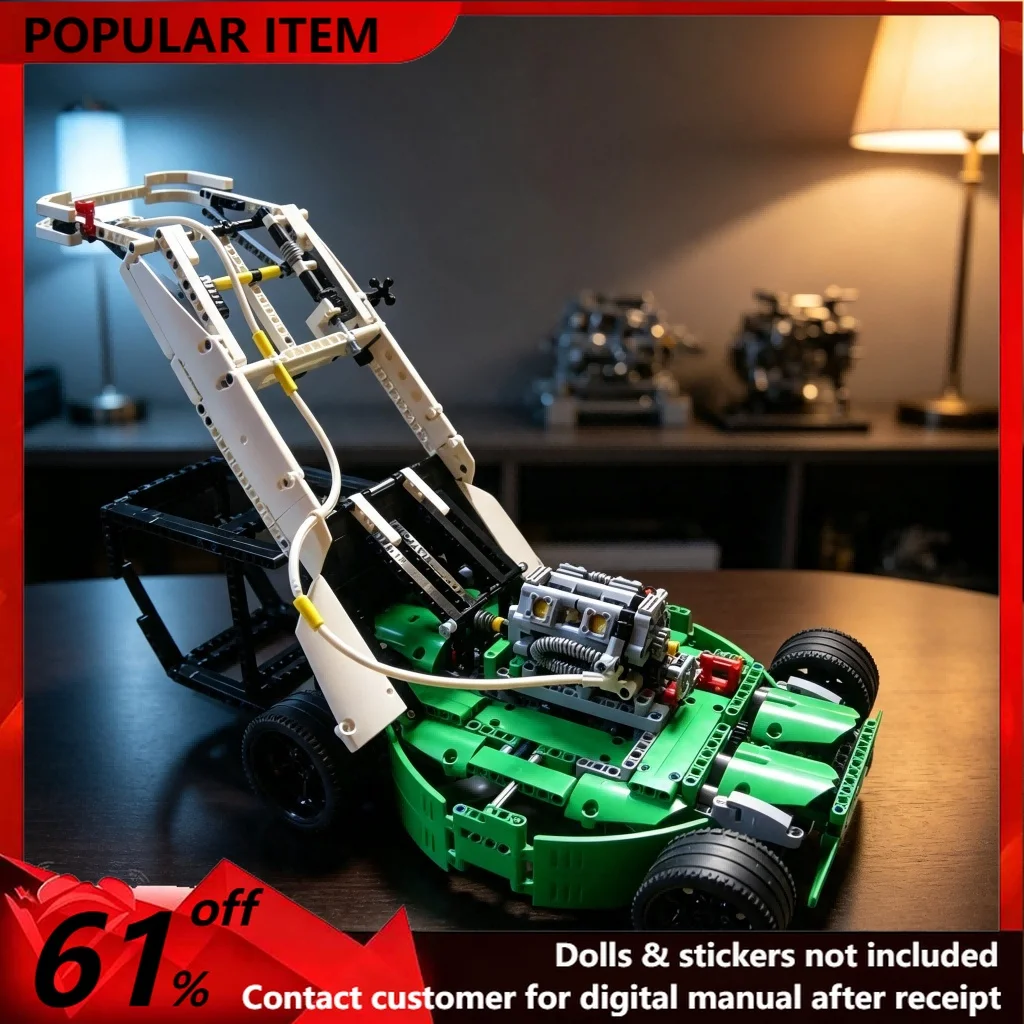1020PCS MOC Garden Lawn Mower Mechanical Power Working Equipment Simulation Technic Model Building Blocks DIY Assembly Gifts