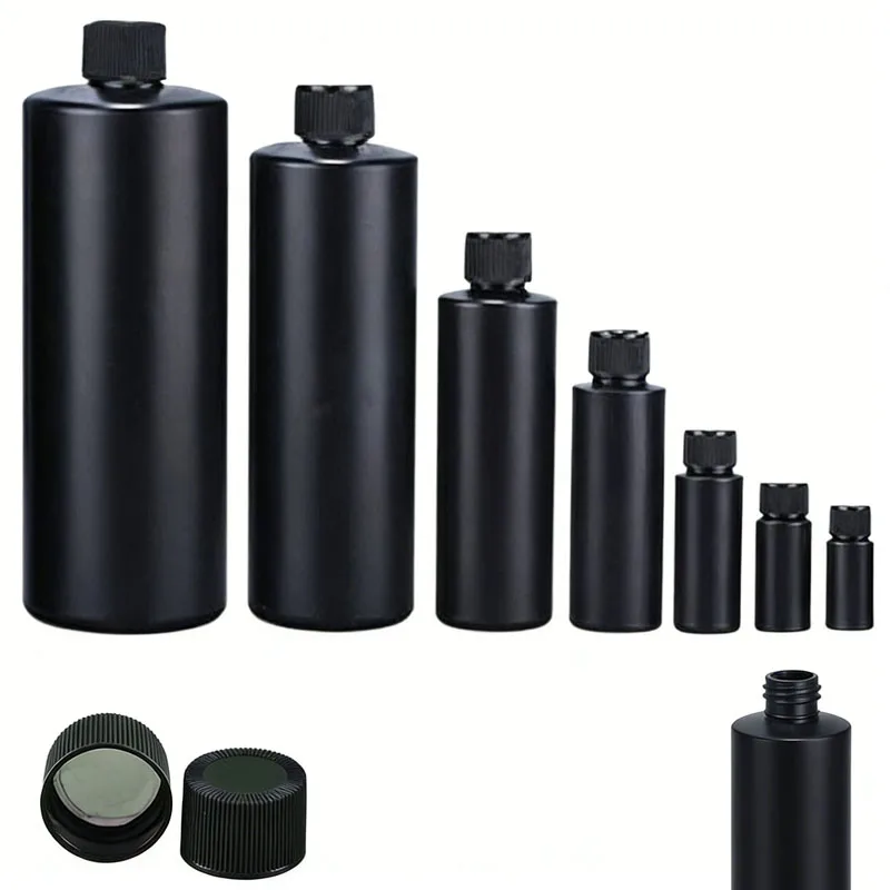 

10 шт. пустые многоразовые черные пластиковые бутылки из полиэтилена высокой плотности 30-1000 мл с завинчивающейся крышкой, светонепроницаемые контейнеры для DIY пигментного масла, клей