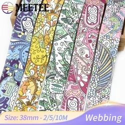 2/5/10 Metro Meetee 38 millimetri Double Sided Stampato Nastro 1.2 millimetri di Spessore Tessitura Borsa Cinghia Decorazione Nastri di Rilegatura Accessori FAI DA TE