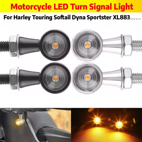 Motorcycle Turn Signal Lights LED Moto Amber Mini Bullet Flashing Lamp 12V For Harley Touring Softail Dyna Sportster XL883