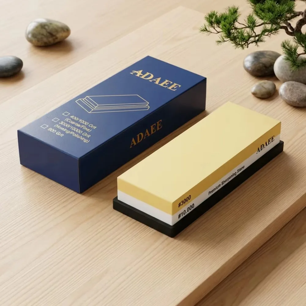 200x75x29mm 1kg Double Sided Whetstone 3000/10000 Grit White Corundum Knife Sharpening Stone with Non-slip Base