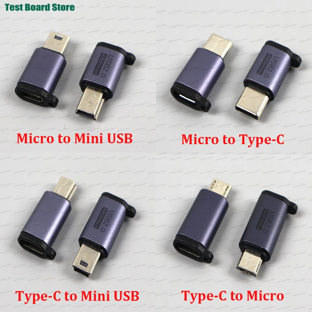 1-10PCS USB Type-C Adapter Type C To Micro To Mini USB Female To Male Converters  For Phone Tablet Camera Charger Data Sync