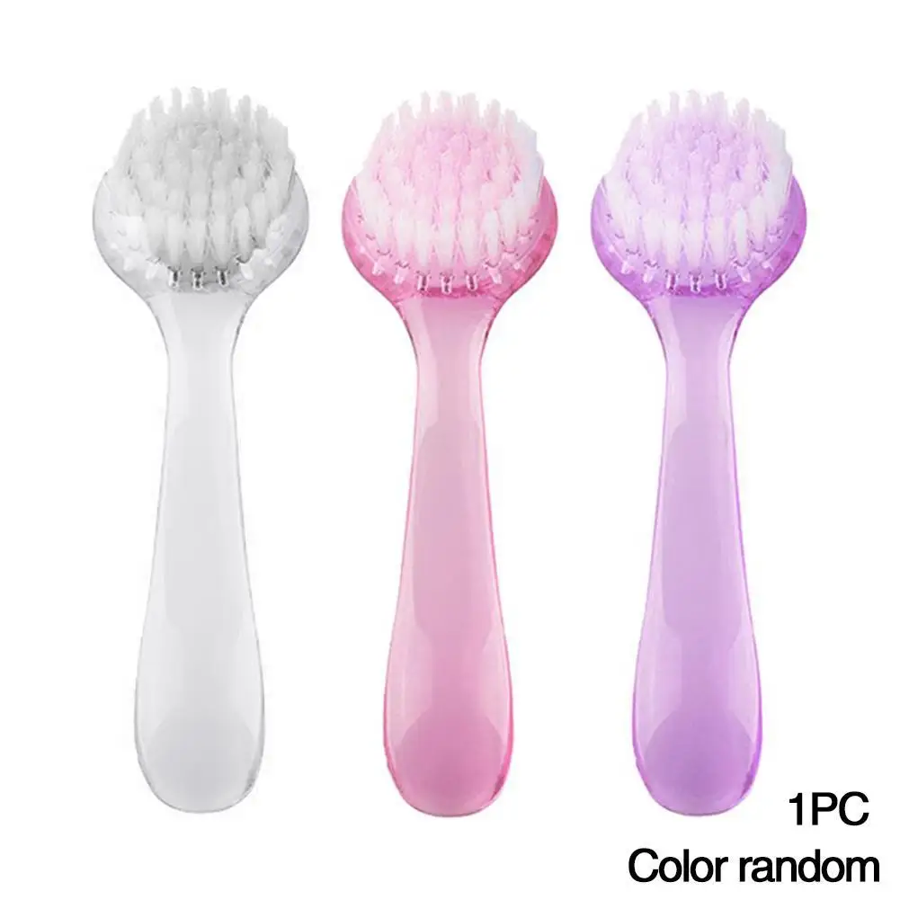 1pc Plastic Nail Brush Soft Remove Dust Make Up Washing Brushes Nail Art Dust Round Head Powder Clean Brush with Cap Pedicure