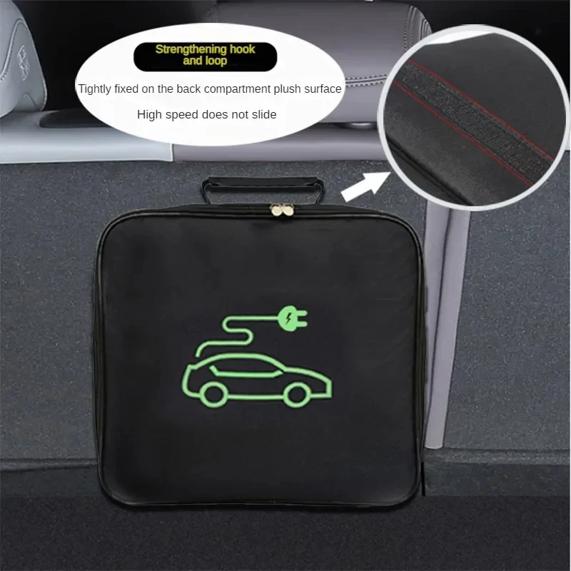 For Tesla Model 3 Highland 2024 Model 3 Y S X Electric Vehicle Charger Storage Bag Waterproof Fireproof Charging Cable Storage