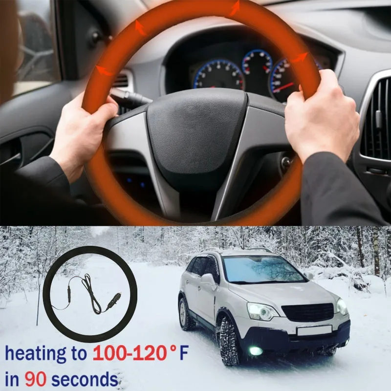 

Heated Steering Wheel Cover Winter Anti-slip Car Heating Hand Warmer Warm Steering Wheel Heater Car Accessories