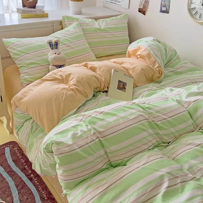 

Комплект постельного белья в стиле Ins из стираного хлопка, три или четыре предмета, для сна без одежды, для студенческих общежитий