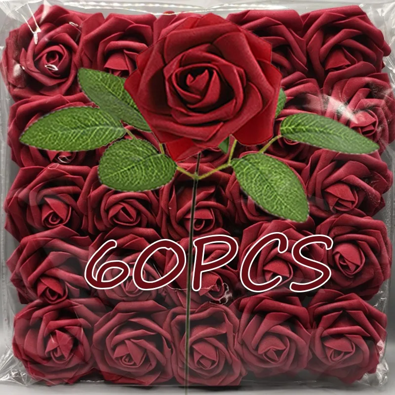 Cabezas de rosas artificiales de espuma PE, ramo de flores para novia, decoración de mesa para fiesta de boda en casa, suministros para álbum de recortes DIY, 5-60 Uds.