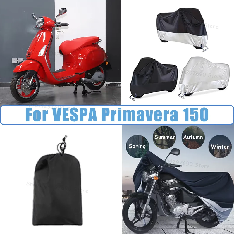 210D Oxford Motorcycle Cover Waterproof All Season UV Protection For VESPA Primavera 150 Anti-Tear Windproof Motorbike Cover