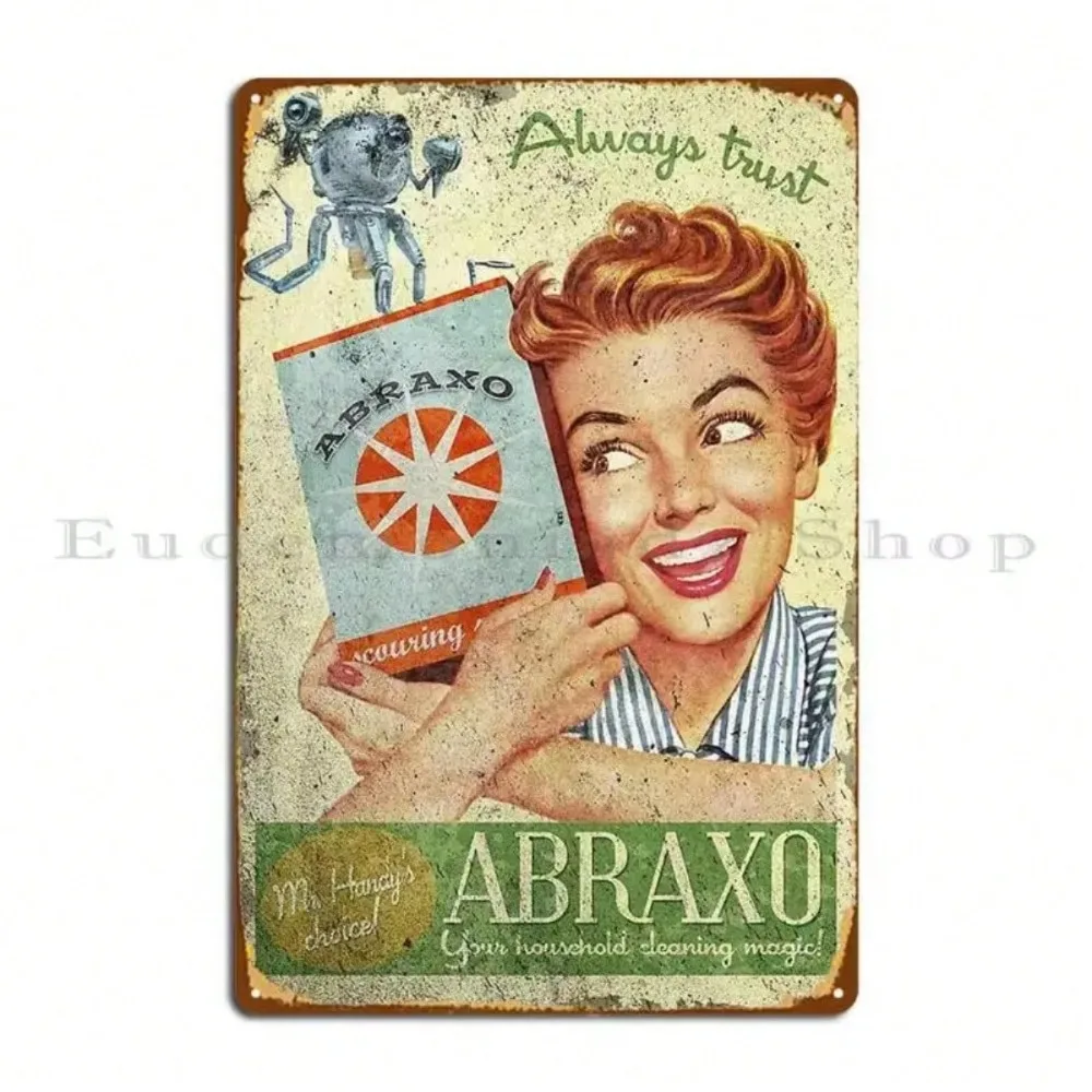 لوحة معدنية من Fallout Abraxo - ملصق لافتة كلاسيكي من القصدير، ديكور جدار كهف الرجل