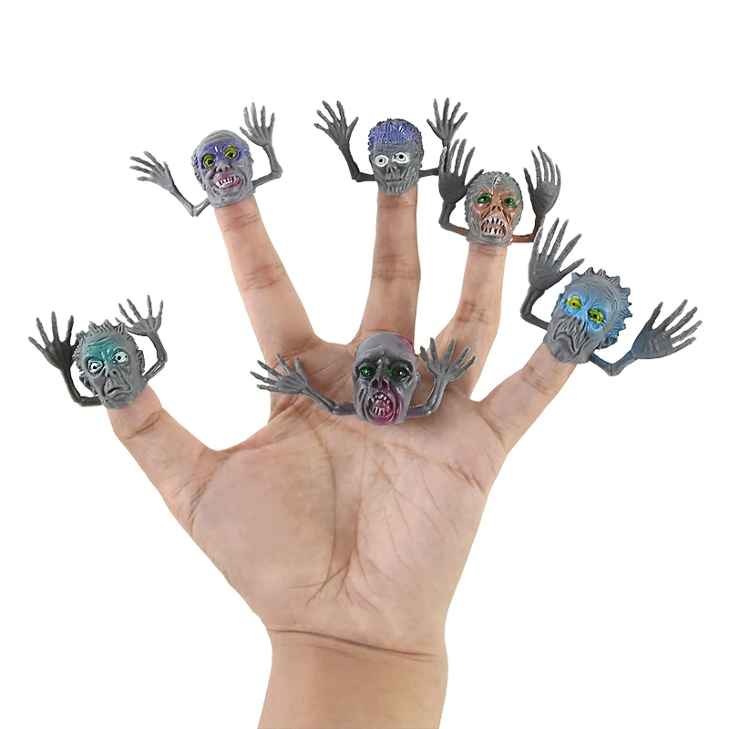 6pcs Halloween Ghost Head Finger Toys Zombie Party Gift Favor Tell Story Props Interactive Mini Ghost Halloween School Kids Gift