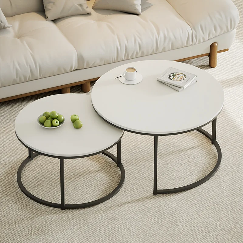 

Luxury Marble Coffee Table Nordic Round Living Room Tea Table Modern Home Decor Multi-functional Side Table 60cm and 45cm