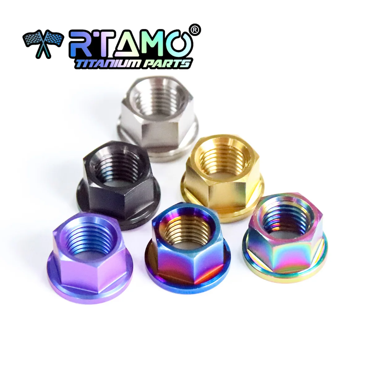 RTAMO Titanium Flange Nut M5 M6 M8 M10 M12 M14 for Motorcycle Bicycle Car Gr5 Nut (1PC)