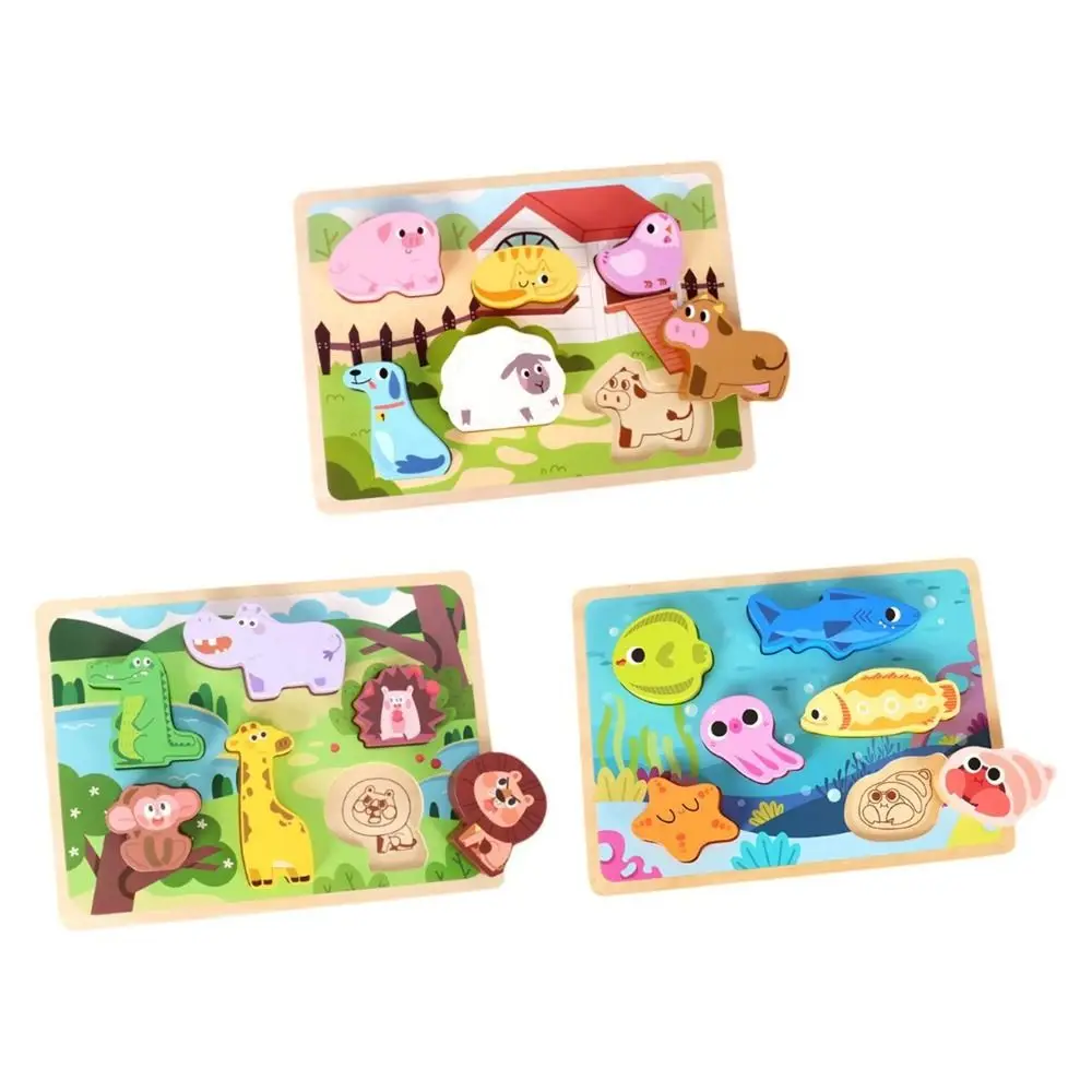 Puzzle Board Wooden Toys 3D Puzzles Montessori Pattern Cognitive Shape Matching Board Game Portable Logical Thinking