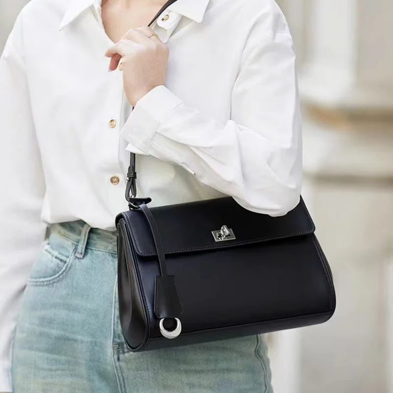 

Luxury Women's Underarm Bag Fashion High-grade Lock Design Genuine Leather Rodeo Shoulder Bag Ladies Messenger Bag Party Wallet