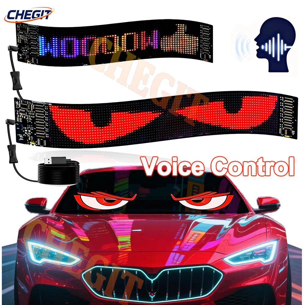 

AI voice Demon Eyes Car LED Logo APP LED Matrix Pixel Panel Night Light DIY Programmable Flexible LED Display for Car Truck