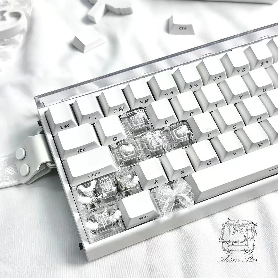 4pcs Butterfly Lace Keycaps Cute Mechanical Keyboard Keycap Set DIY Decoration Transparent Backlit Personalized Cross