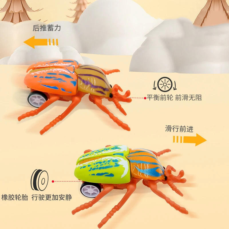 Creativo Divertente Simulazione Insetto Fiore Tartaruga Dorata Scarabeo Tirare Indietro Modello di Auto Giocattolo Per Bambini Prima Educazione Giocattoli Cognitivi