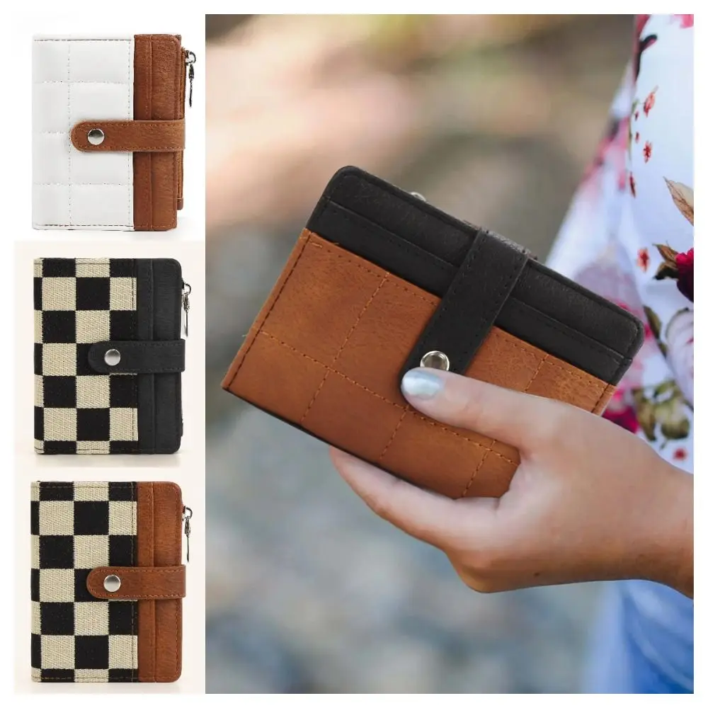 Portable Korean Style Quilted Clutch Bag Purse Waterproof Credit Card Holder Multi-function PU Women's Short Wallet Men