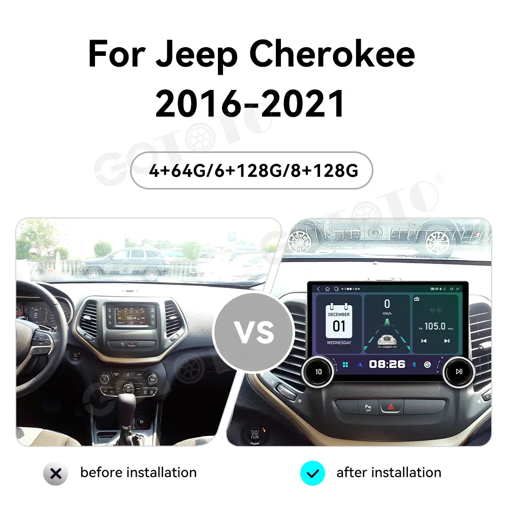 Professional Grade HD Touch Screen Android 15 Wireless CarPlay GPS Navigation Stereo Head Unit For Jeep Cherokee 2016-2021