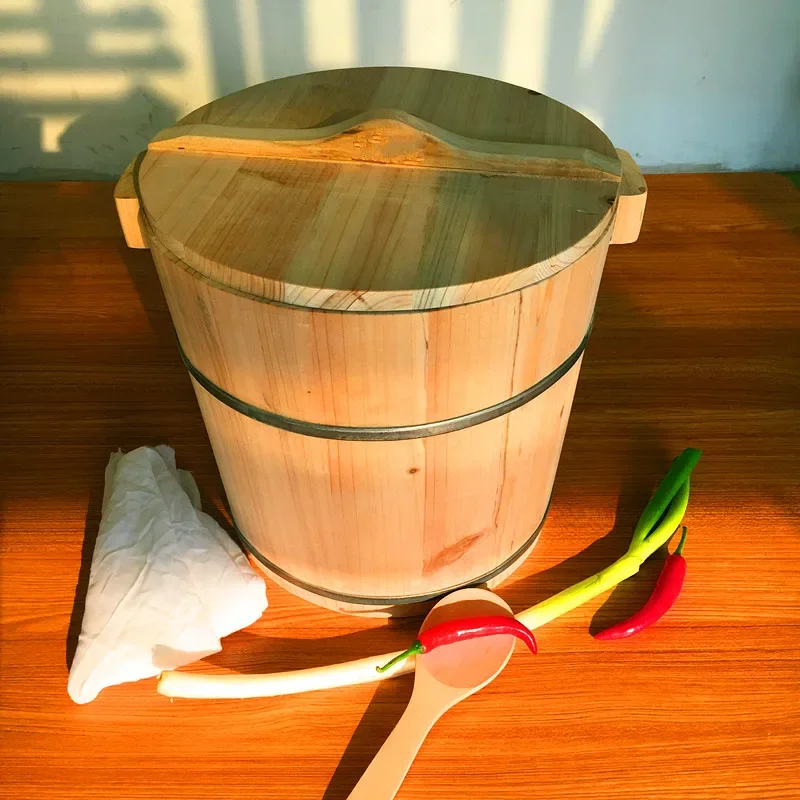 Fir wood steamed rice barrel household wooden barrel steamed rice bucket large size rice water