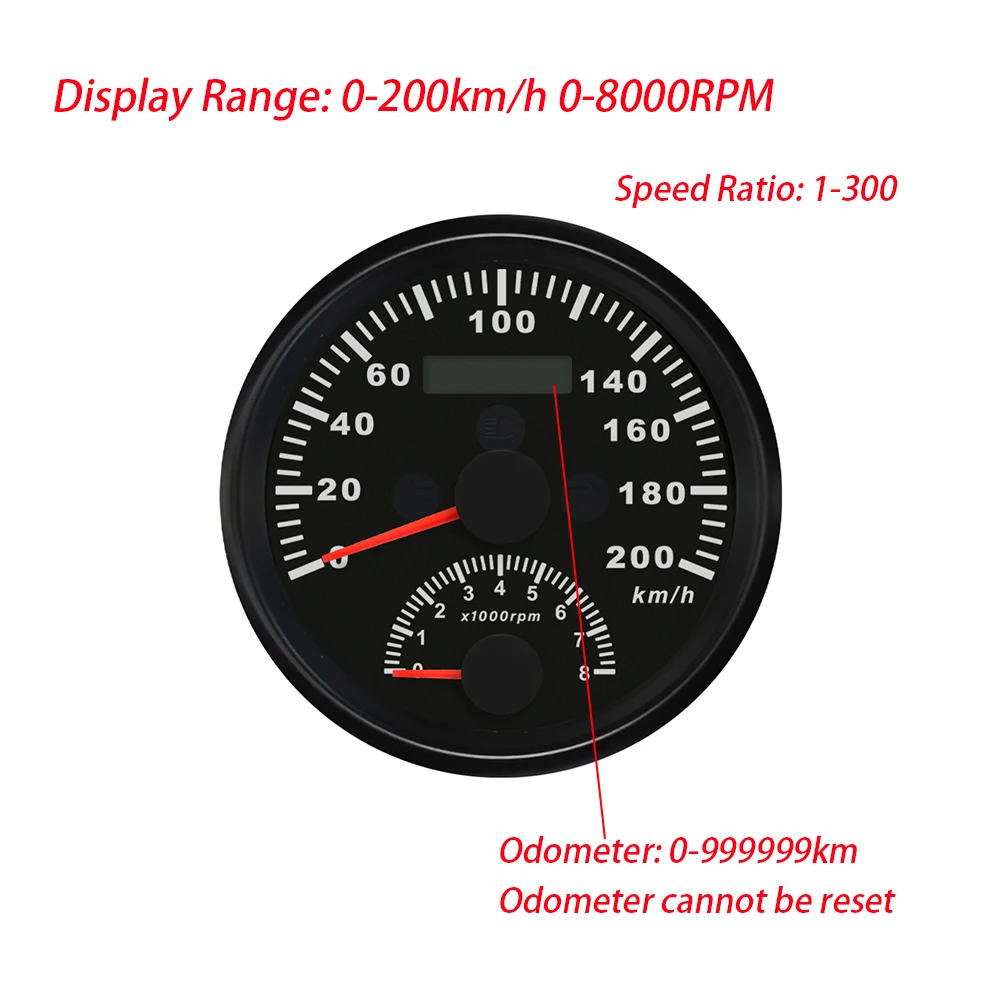 Rhaxel 85mm GPS Speedometer 0-200km/h With Tachometer 0-8000RPM With Backlight 12V for Car Motor Racing