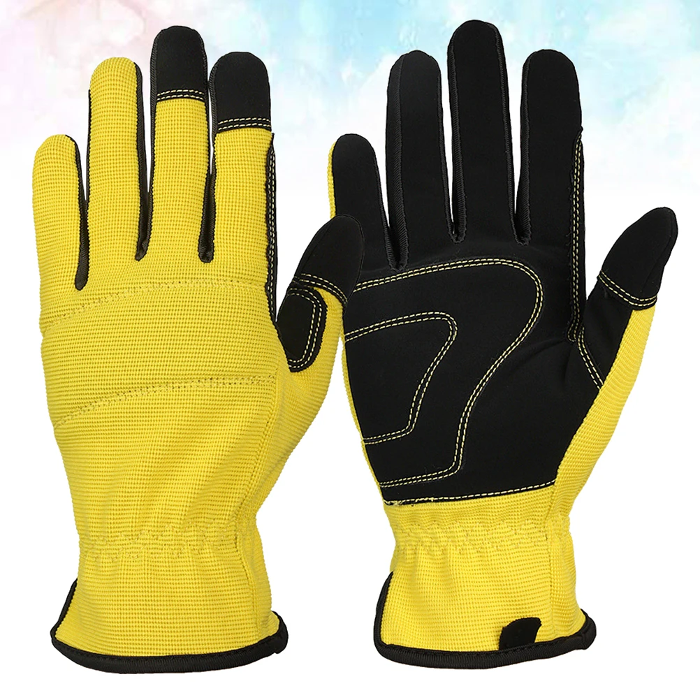 

1 Pair Garden Gloves L Size Yellow Breathable Protective For Gardening Planting Repair Welding Safety Gloves