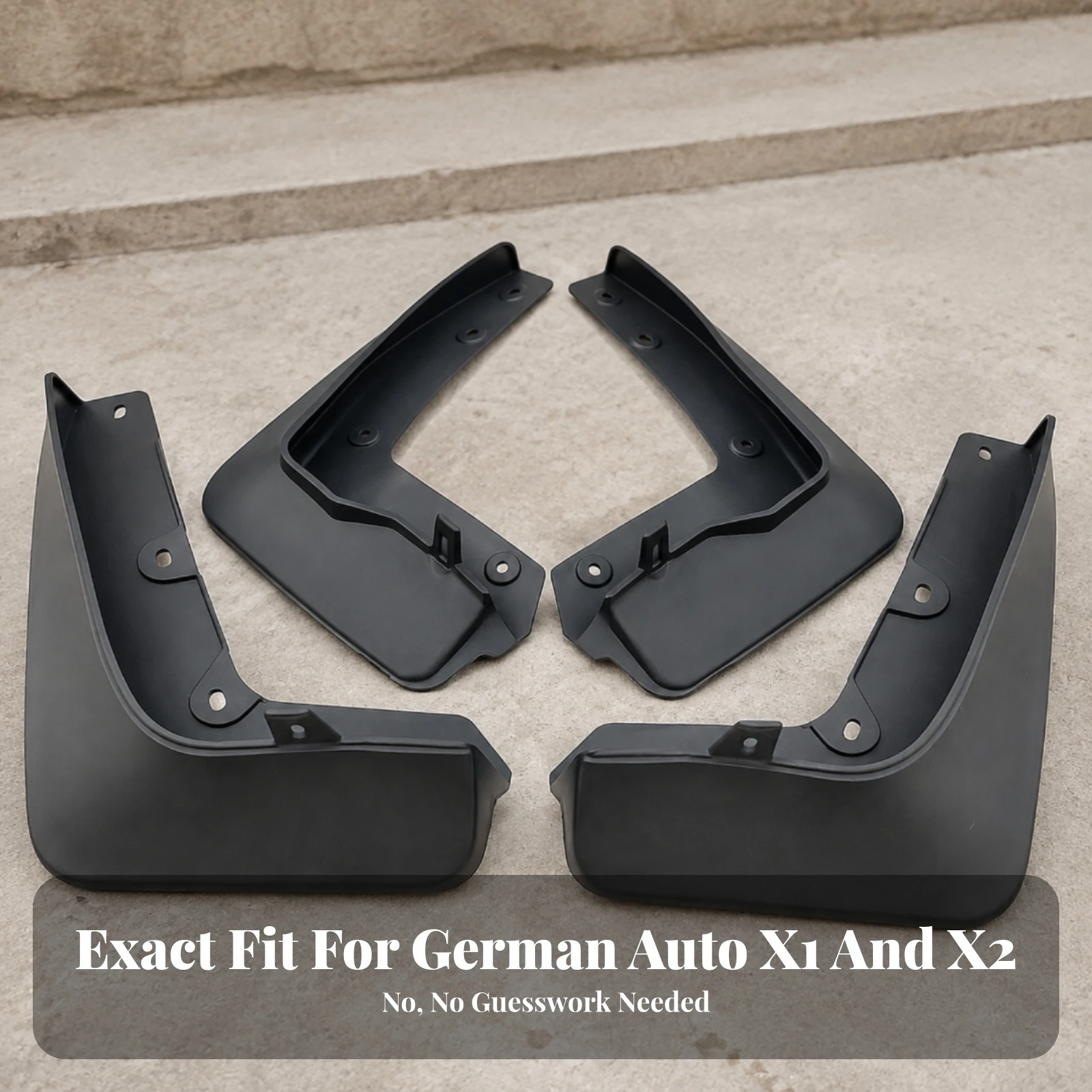 4 Pieces Car Mud Flaps Black Plastic Wheel Arch Splash Guard Automotive Parts Molded Auto Part Contoured for Muddy Roads