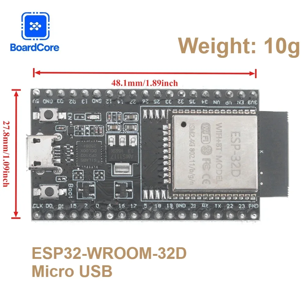 ESP-WROOM-32D ESP32-DevKitC Development Board Module (Black) 38pin WIFI+Bluetooth IoT NodeMCU-32 ESP32 Baseboard