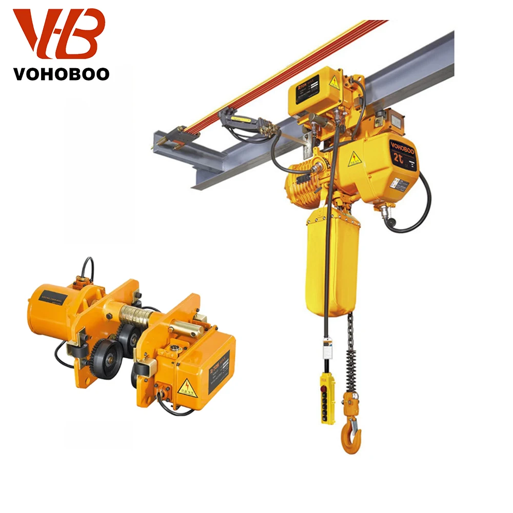 

HHBB Type 2T Electric Chain Hoist Hook Trolley 220V/380V Motor Metal Construction Lifting Equipment For Restaurant New