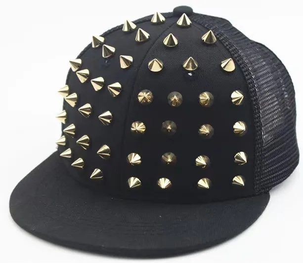 Mannen Vrouwen & kinderen Punk Spike Bezaaid baseball cap Rechte Rand Hip Hop Stijl Cap voor 2-7 Jaar oude Jongens En Meisjes Cool Accessoire