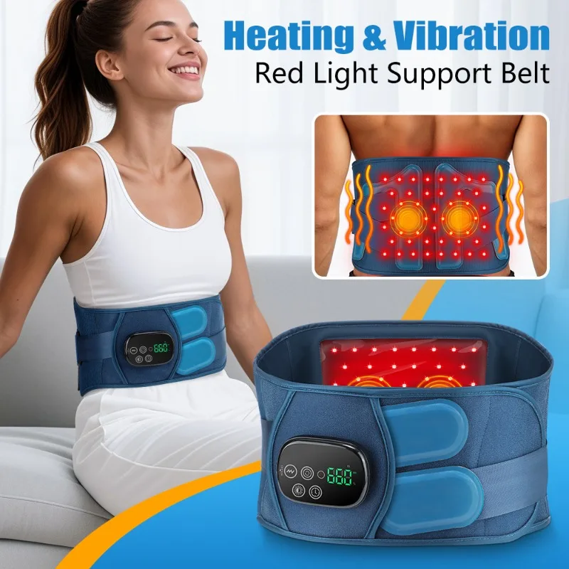 

LED Red Light Therapy Waist Belt with Heating Vibration Electronic Massage Belt for Lower Back Pain Relief Home Physiotherapy