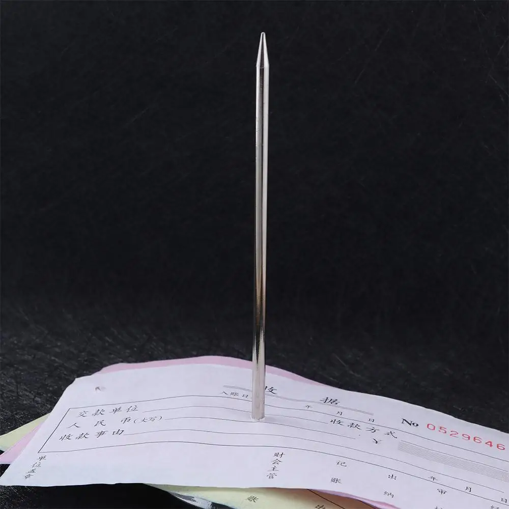 

Office Kitchen Stainless Steel Note Desk Check Bill Fork Straight Rod Receipt Spike Stick Paper Holder