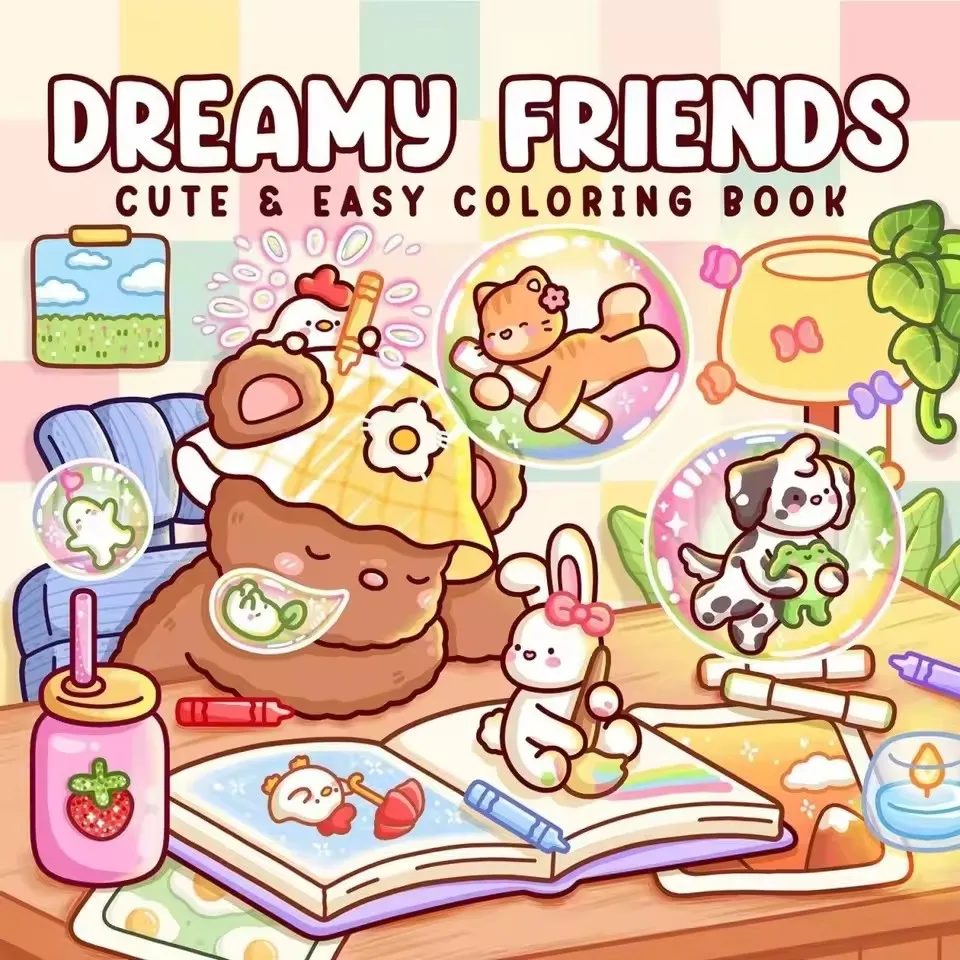 Dreamy Friends Süßes und einfaches Malbuch für Erwachsene, Stressabbau-Zeichenbuch, perfektes Geschenk für Party, Geburtstag und Weihnachten