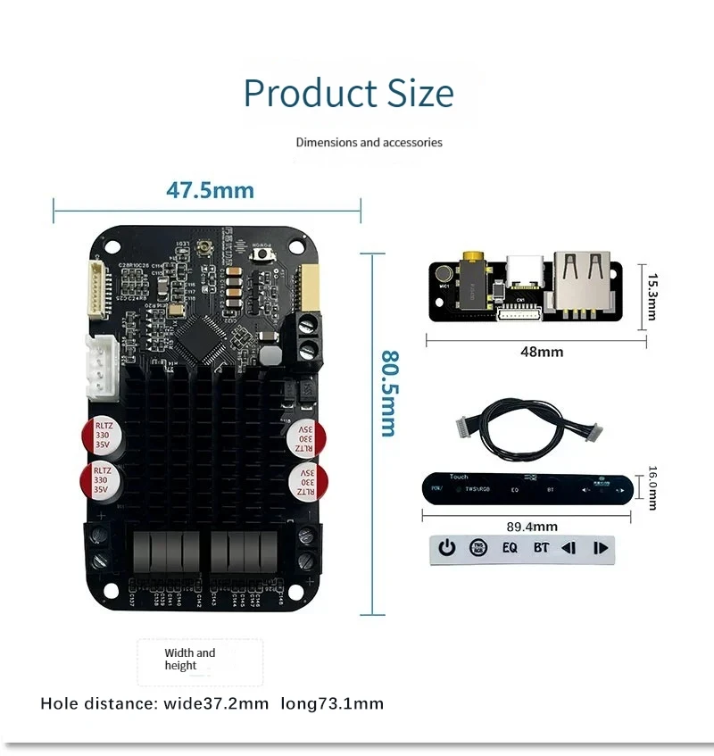 DSP Bluetooth 5.0 Power amplifier board electronic frequency division high fidelity sound quality TWS paired with bass 2.0 150w