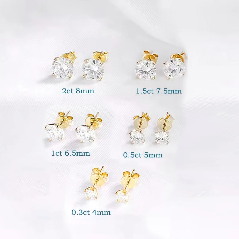 

Lnngy 4mm-8mm Certified Moissanite Earring For Women Simple Four Claws Solitaire Stud Earrings Lab Diamond Jewelry Gift