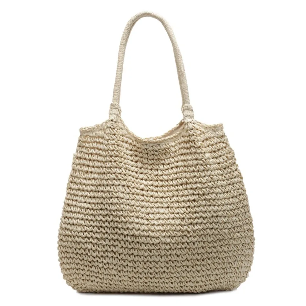 

Top-handle Hollow Out Straw Shoulder Bag Bohemian Breathable Weave Tote Bag with Tassel Casual Summer Beach Bag Vacation