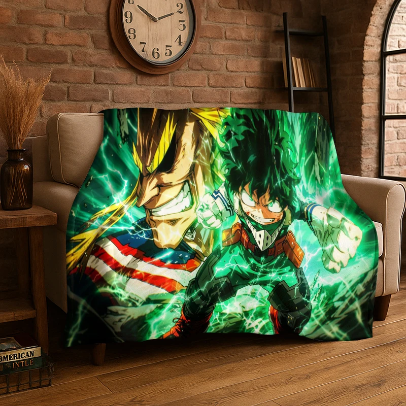 Cartoon My Hero Academia Deku Bakugou Anime Flannel Blanket Soft Warm Throw Blanket for Bedroom Living Room Bed Travel Picnic