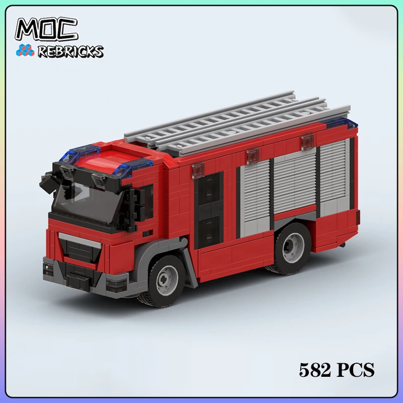 City Series MOC New Fire Engine 582PCS Building Block Model Kits DIY Parts Assembling Display Toy Bricks Children Christmas Gift