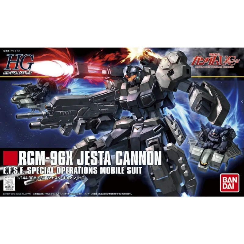 BANDAI-figuras de acción de plástico para niños, juguete de Robot de calidad con diseño de JESTA CANNON Gundam, HG 1/144 RGM-96X, ideal para regalo