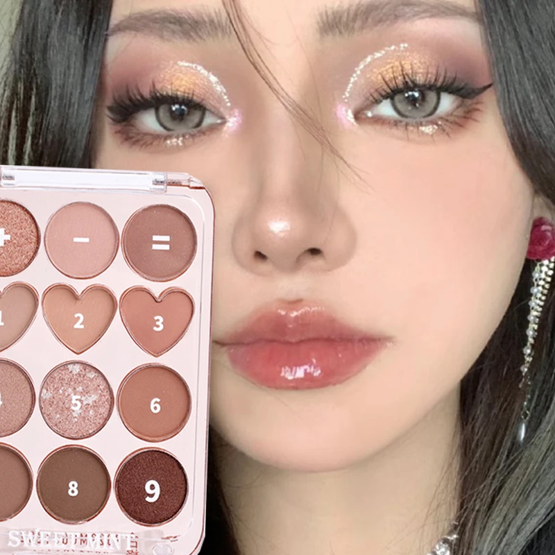 Pink Pearly Love Eyeshadow Palette Waterproof Matte Earth Color Milk Tea Glitter Eyeshadow Blusher Charming Eyes Makeup Pigments