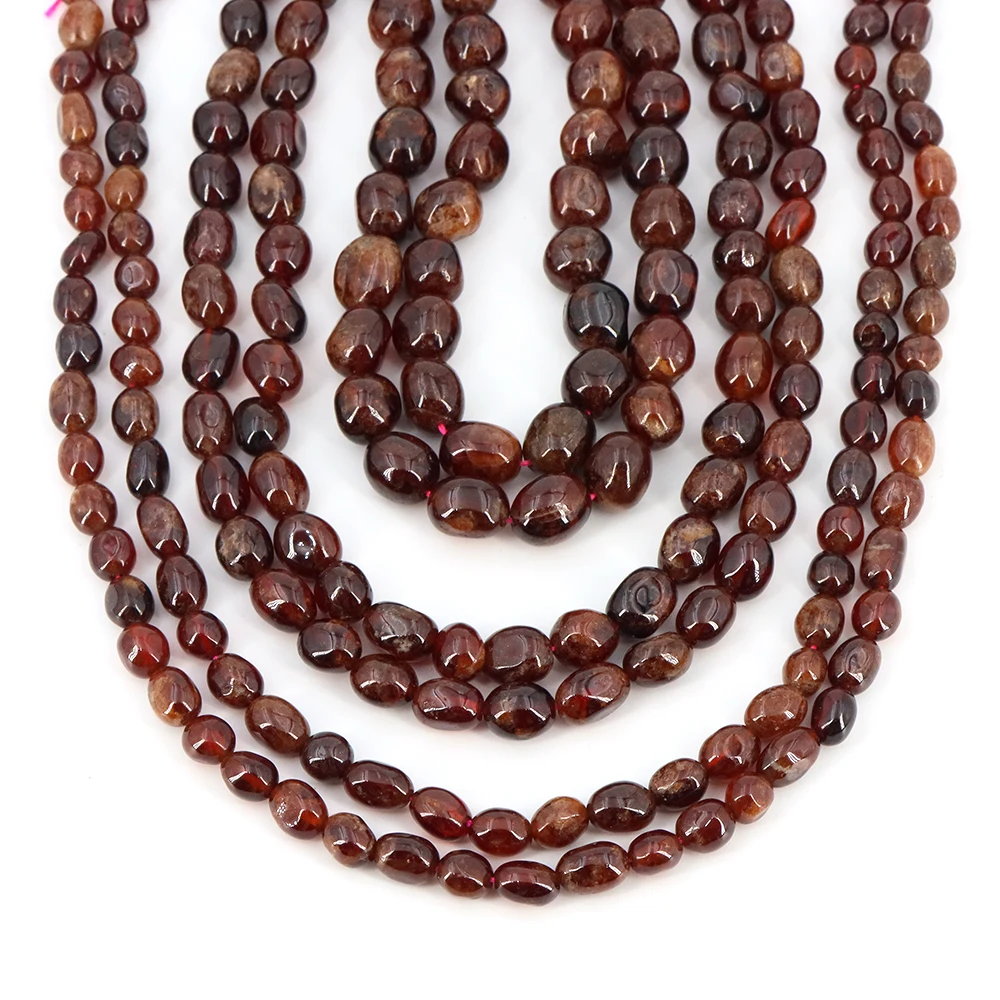 Natural Garnet Stone Beads Flat Oval Irregular Loose Spacer Gemstone Bead Jewelry Making DIY Bracelet Necklace Charms Accessorie