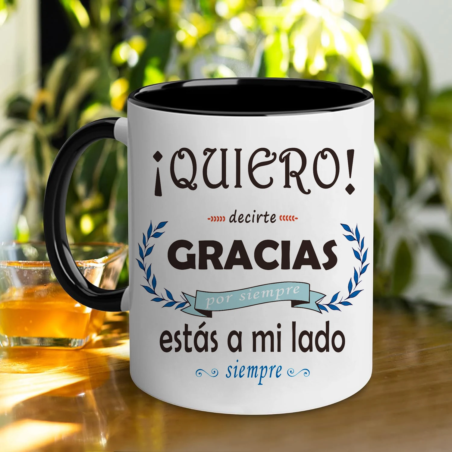 1pc 11.1oz/330ml Large Capacity Spanish Style Ceramic Cup Mug, Thank You for Always Being by My Side Coffee Mug, Portable, Wide