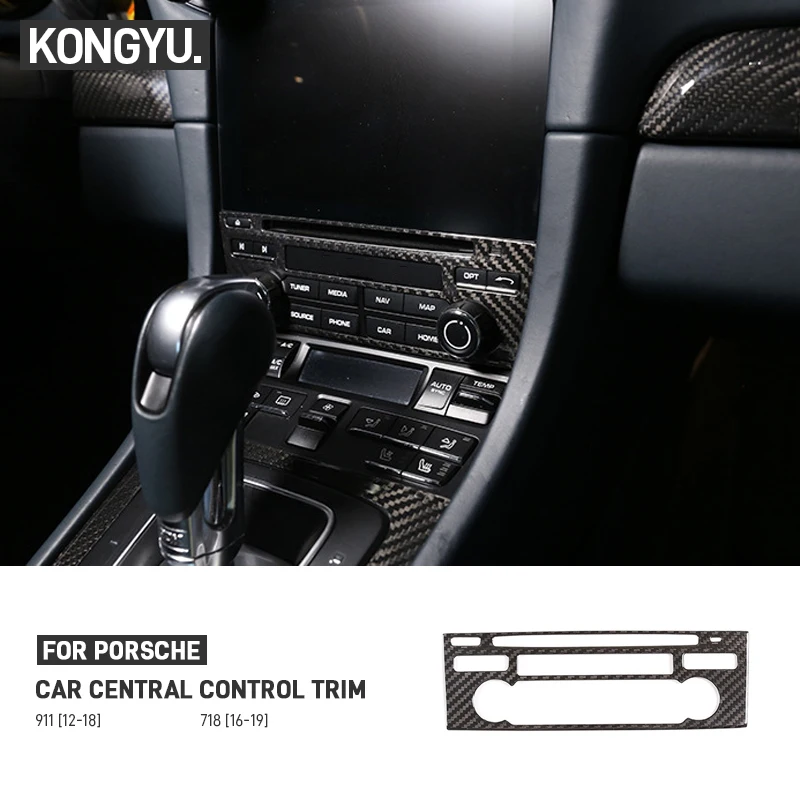 

For Porsche 718 2016-2019 911 2012-2018 Carbon Fiber Car Center Console Radio CD Panel Cover Sticker Trim Interior Accessories