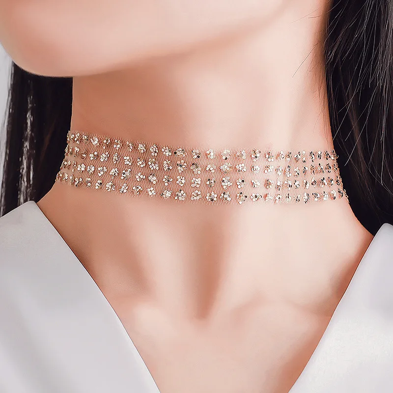 Simple Korean Fashion Personality Clavicle Chain Necklace Female Zircon Advanced Sense Birthday Party Jewelry Decoration Gift