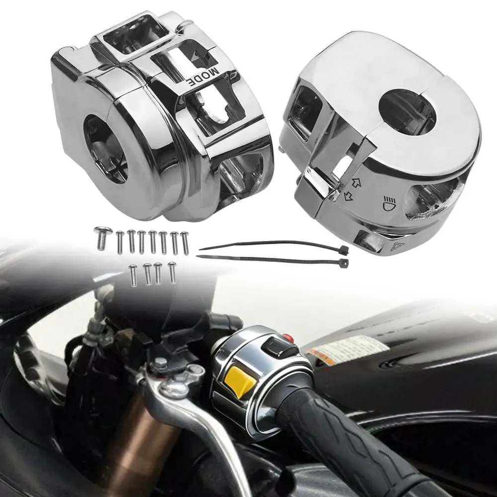Chrome Motorcycle Handlebar Control Switch Housings Cover Kit For Suzuki GSXR 600 750 GSX1300R Hayabusa GSX-R 1000 2007-2012